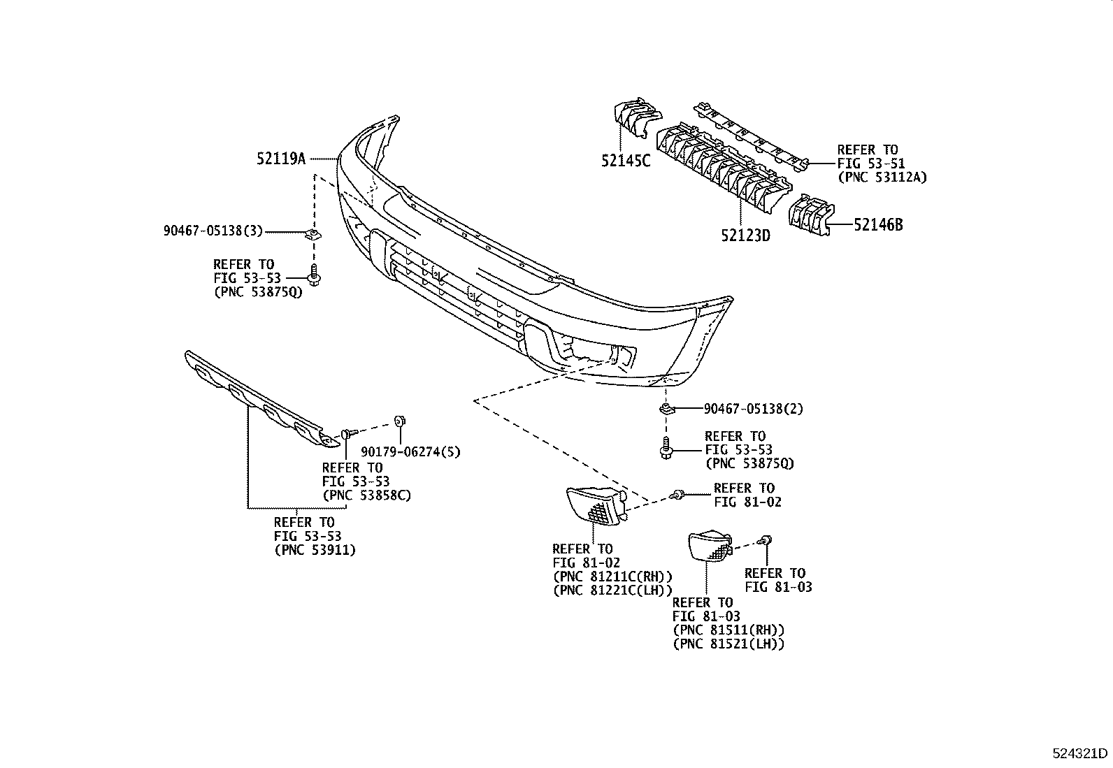 53274-35050 BRACKET, FRONT BUMPER ARM MOUNTING, LH product image