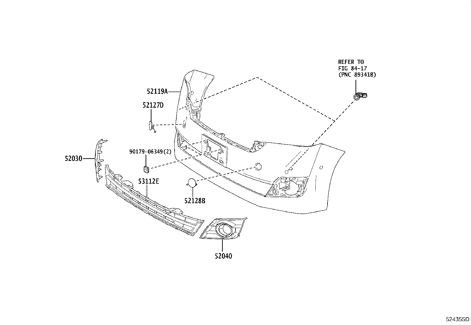 52127-58921 COVER, FRONT BUMPER HOLE, RH product image