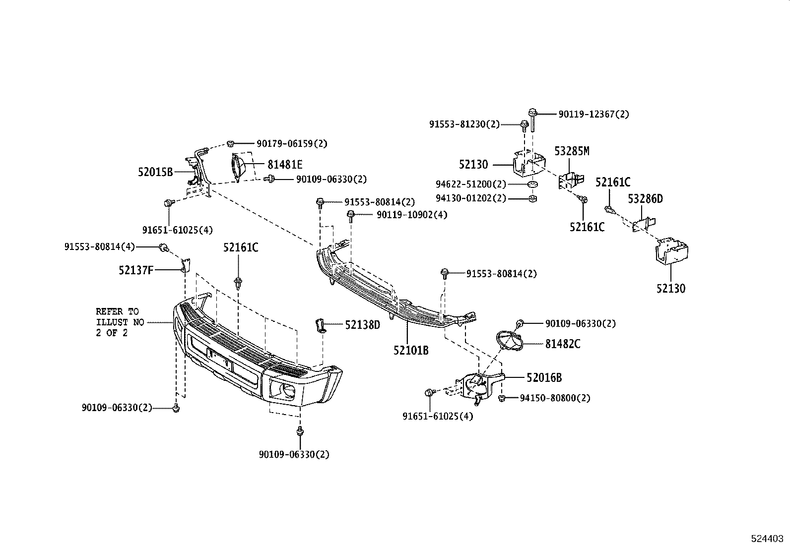 52138-60160 BRACKET, FRONT BUMPER ARM MOUNTING, NO.4 product image