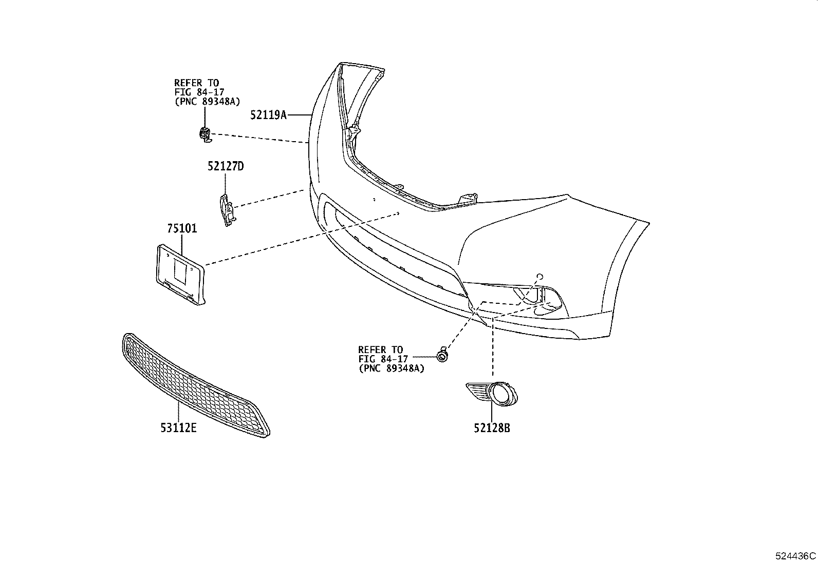 52040-08010 COVER, FRONT BUMPER HOLE, LH product image