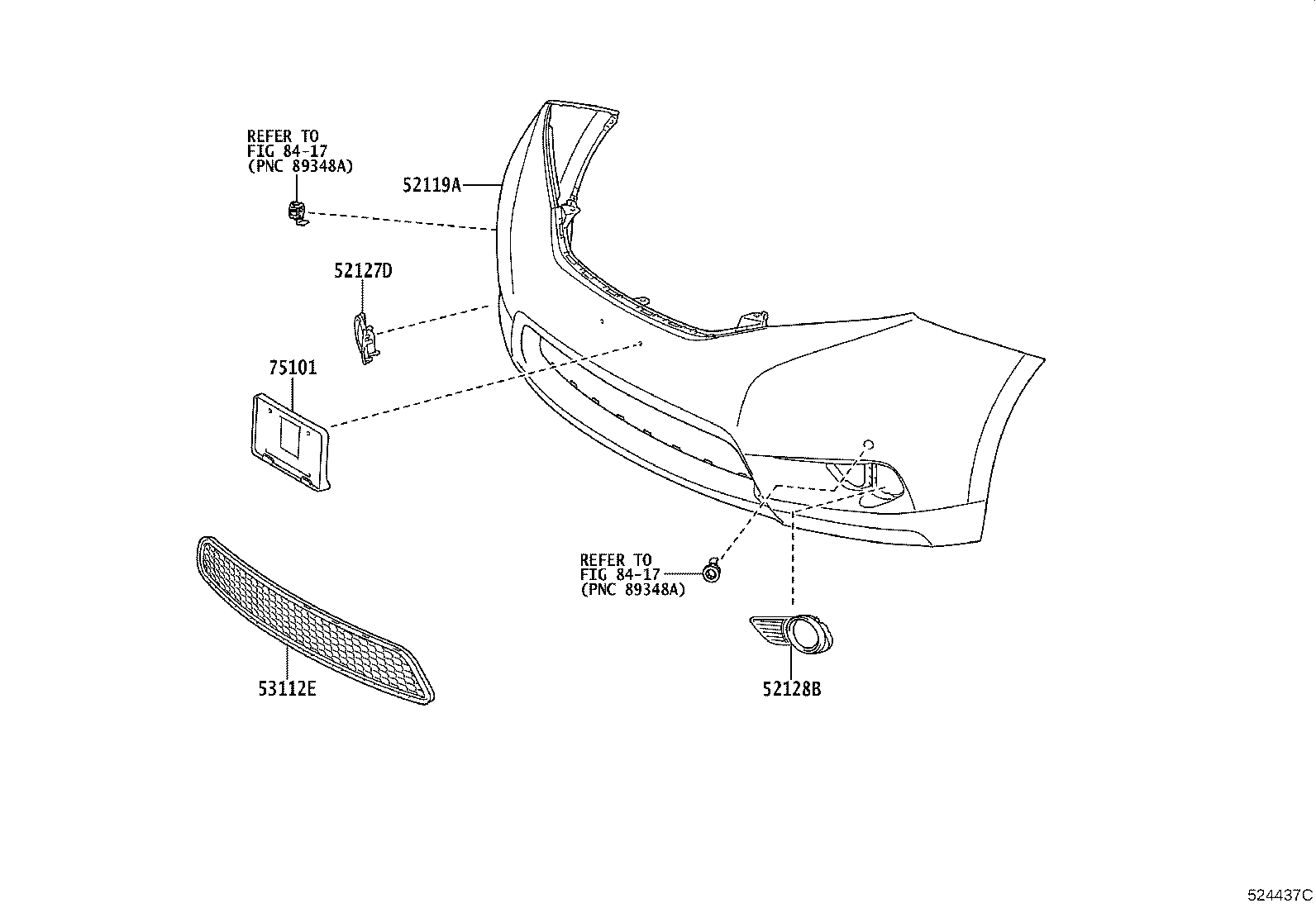 52040-08010 COVER, FRONT BUMPER HOLE, LH product image
