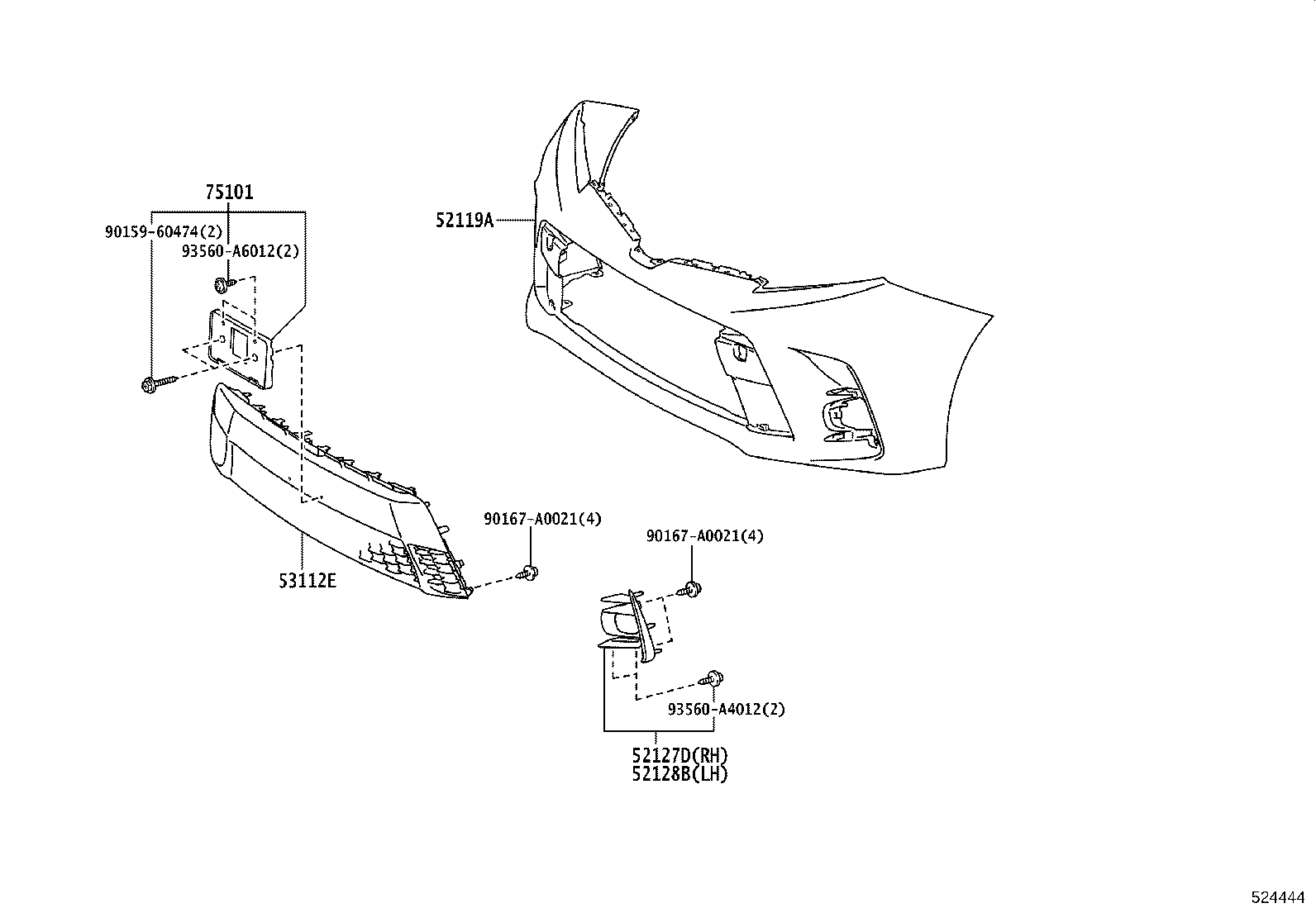 52128-08130 COVER, FRONT BUMPER HOLE, LH product image