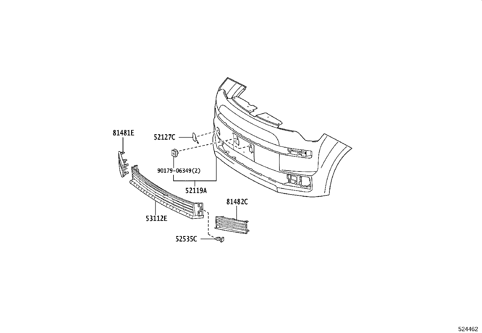 52618-52070 ABSORBER, FRONT BUMPER, LOWER product image