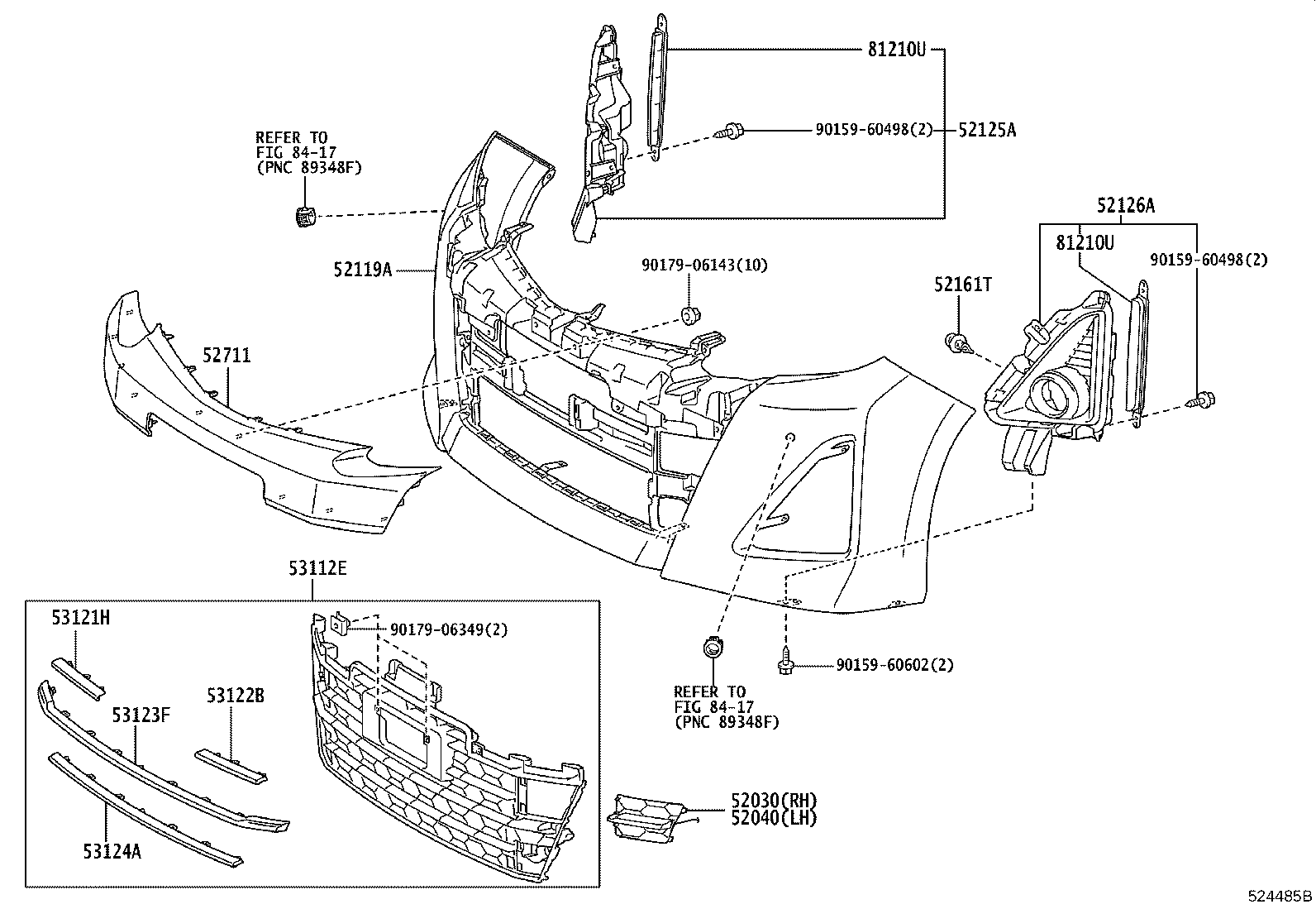 53113-58010 GRILLE, RADIATOR, LOWER LH product image