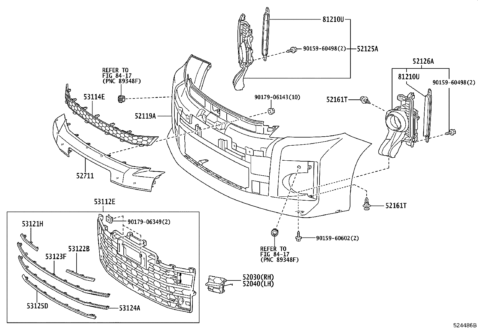 53113-58010 GRILLE, RADIATOR, LOWER LH product image