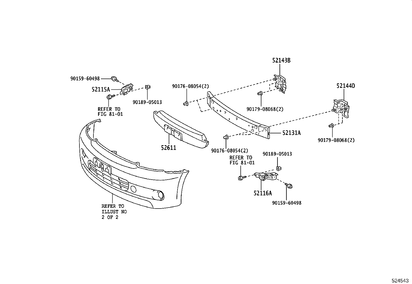 52131-52050 REINFORCEMENT, FRONT BUMPER product image