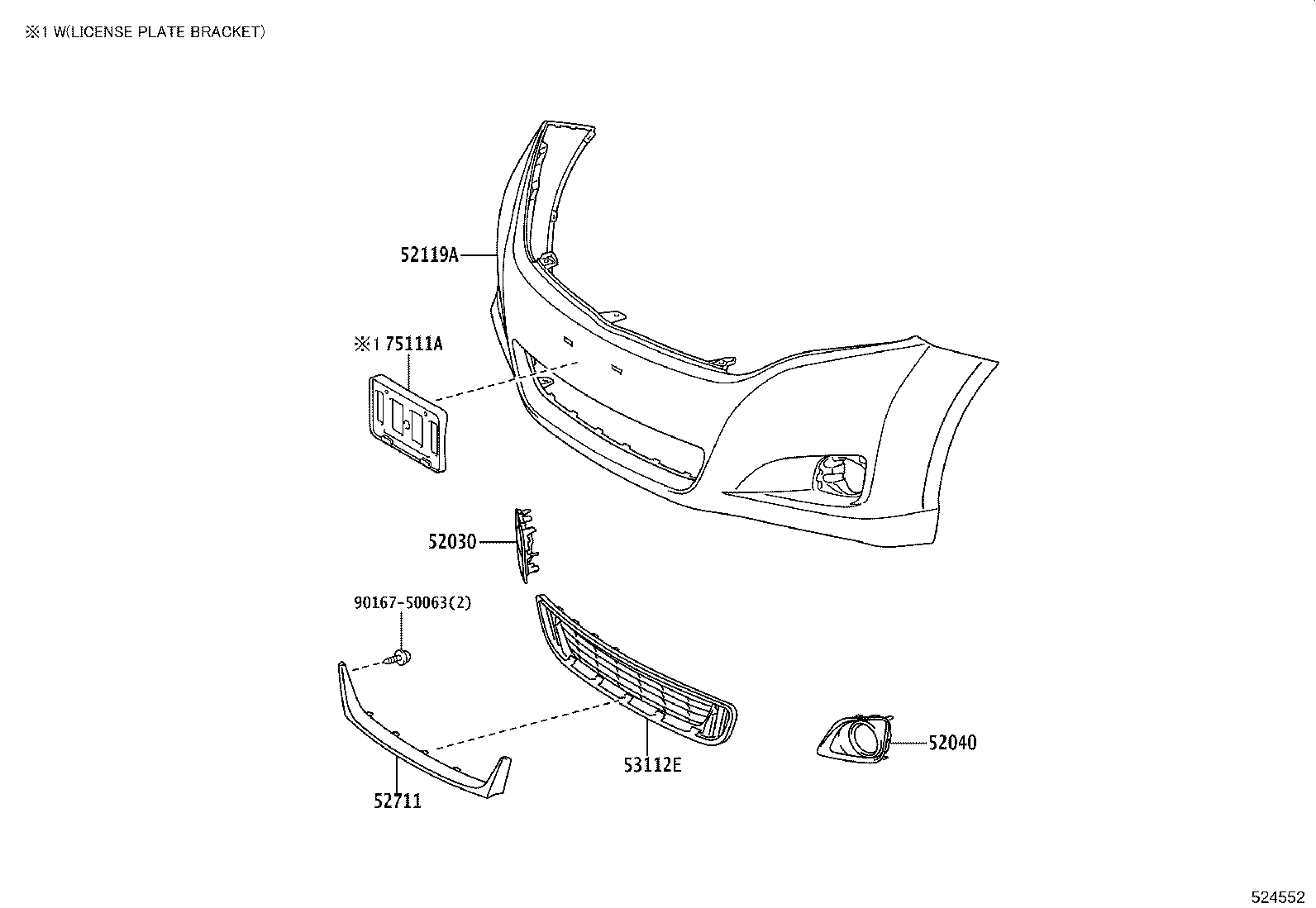 52127-0T020 COVER, FRONT BUMPER HOLE, RH product image