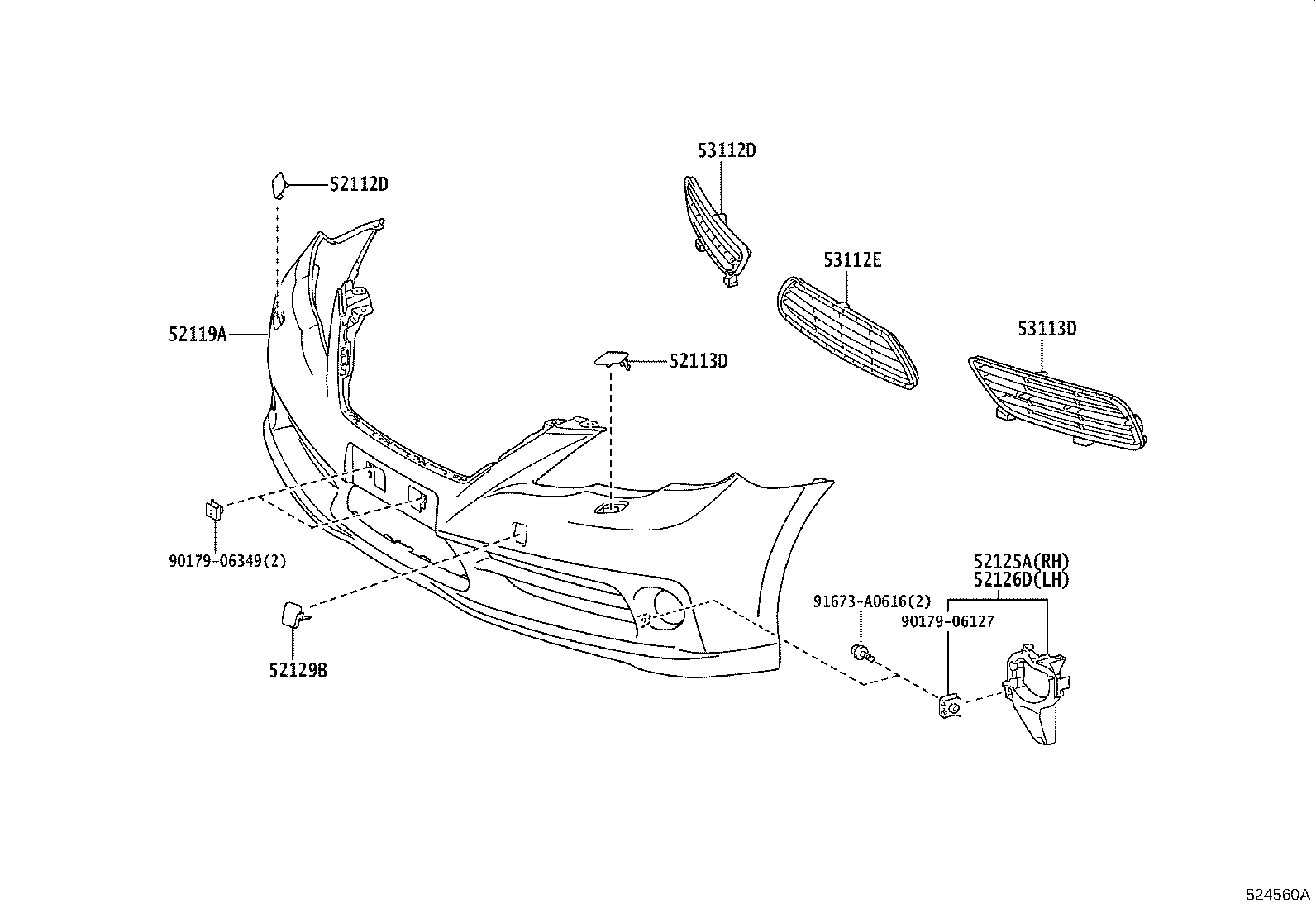 52127-0P030 COVER, FOG LAMP, RH product image