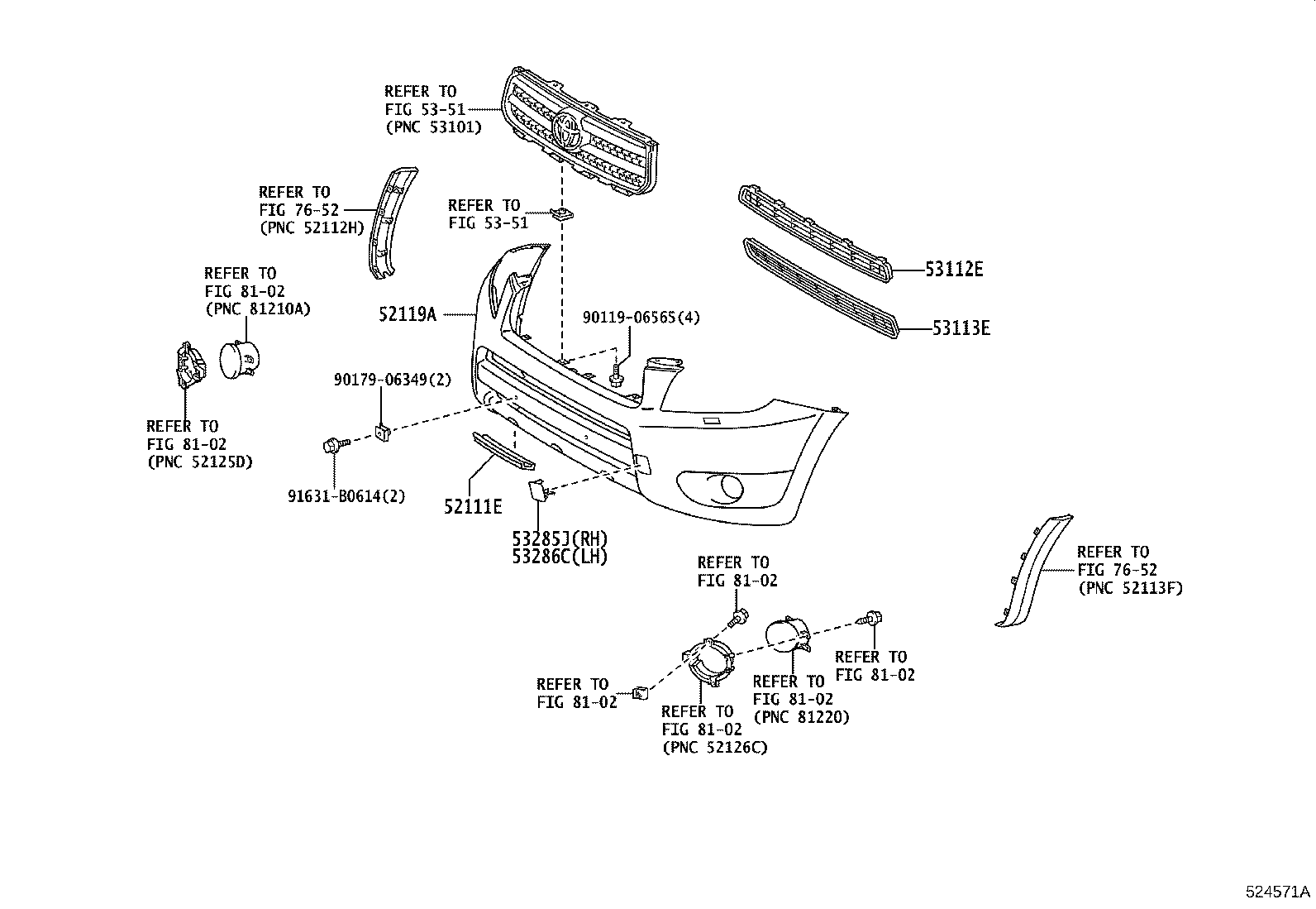 52127-42040 COVER, FRONT BUMPER HOLE, RH product image