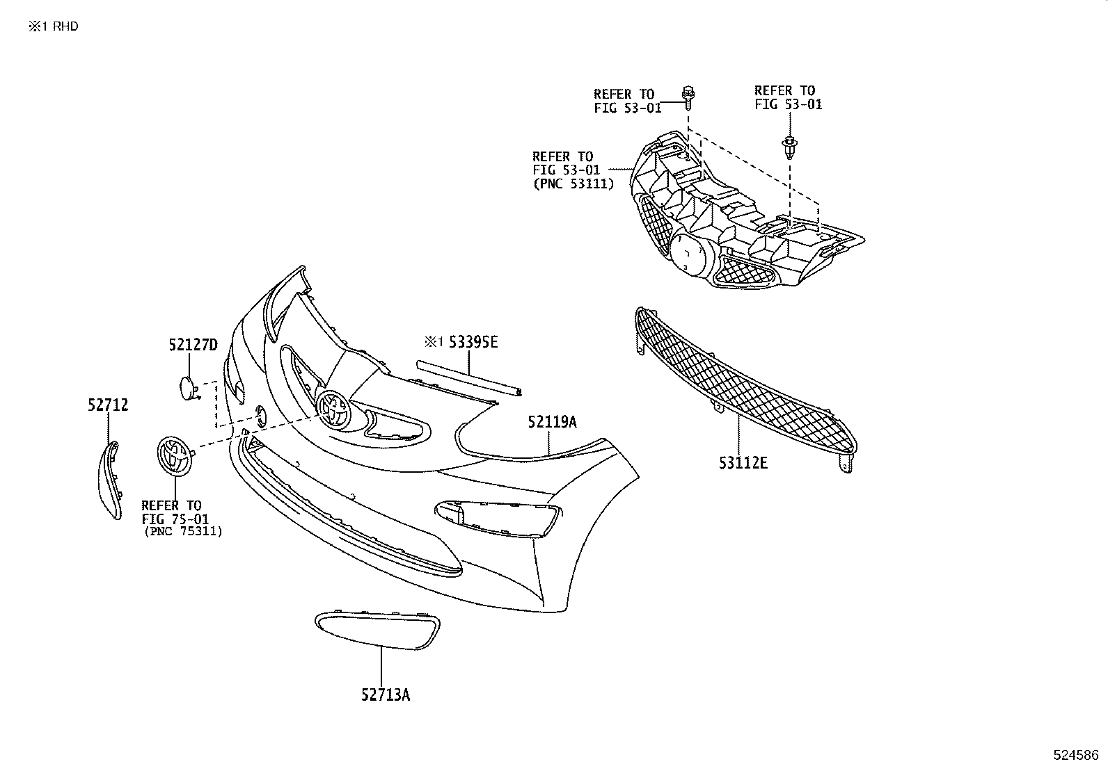 52127-0H902 COVER, FRONT BUMPER HOLE, RH product image