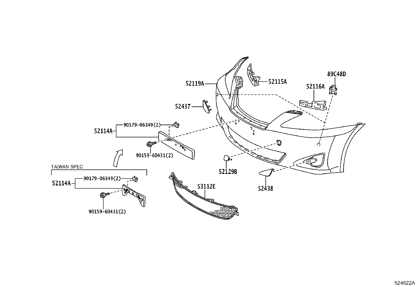 52114-53131 BRACKET, FRONT BUMPER EXTENSION MOUNTING product image