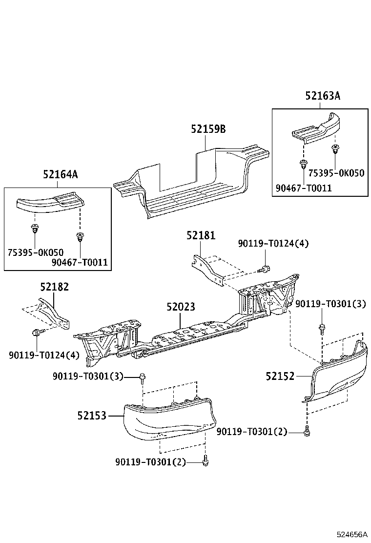 52159-0K620 PLATE, REAR BUMPER product image