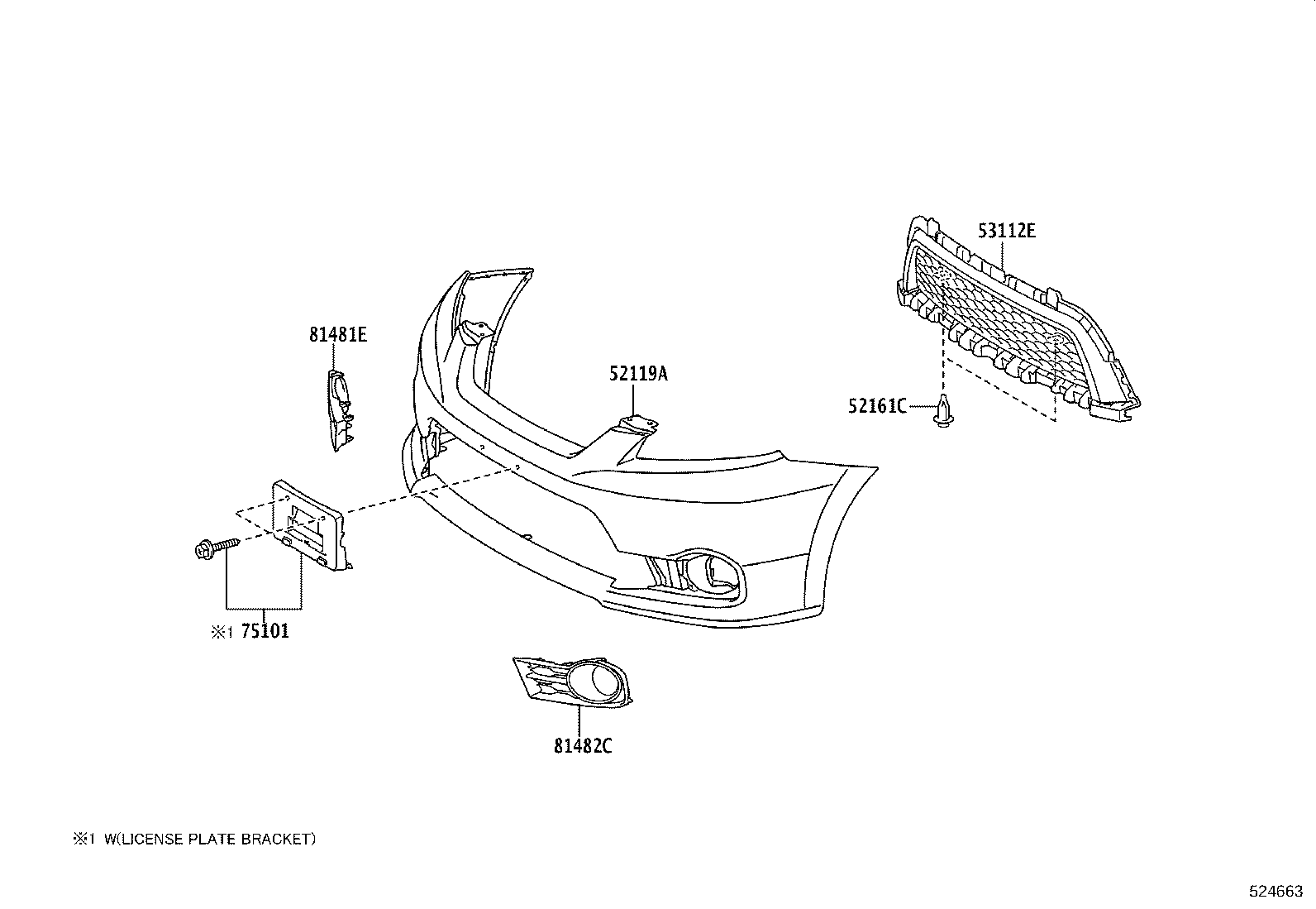 52127-02230 COVER, FRONT BUMPER HOLE, RH product image