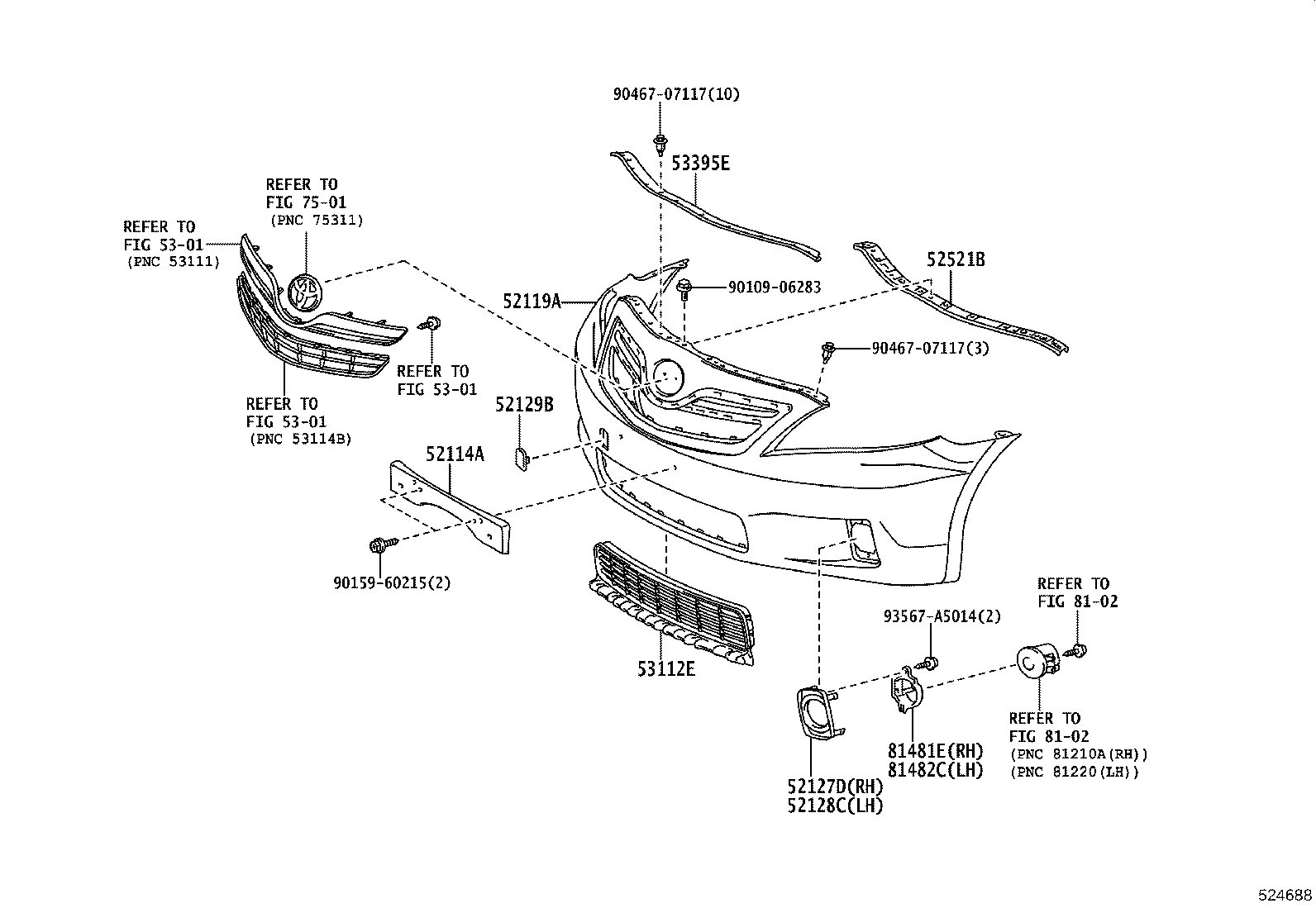 52030-06030 COVER, FRONT BUMPER HOLE, RH product image