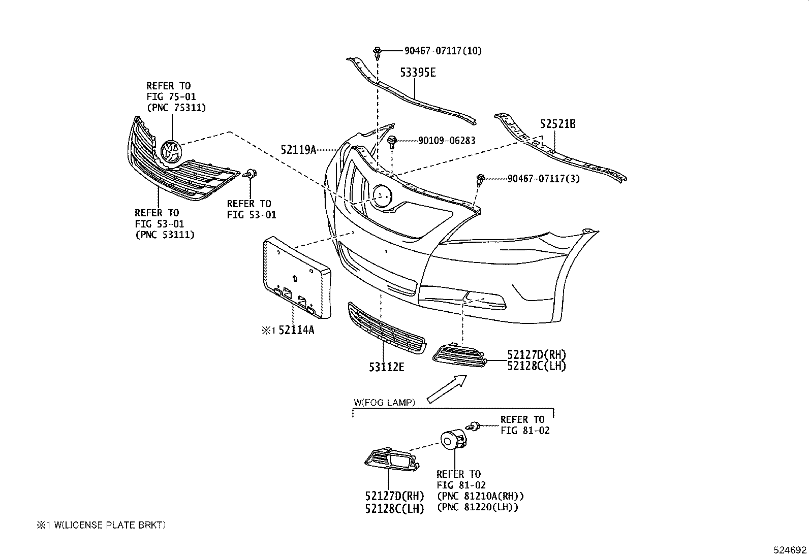 52521-06060 RETAINER, FRONT BUMPER, UPPER product image