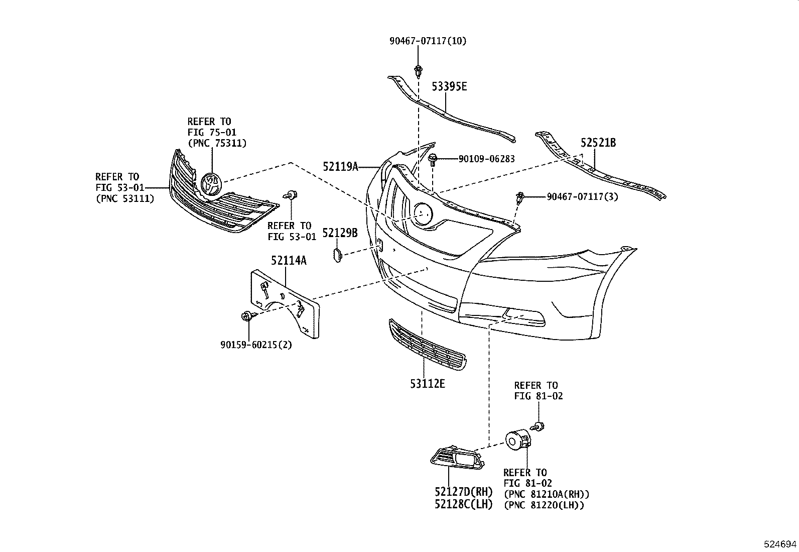 52114-33210 BRACKET, FRONT BUMPER EXTENSION MOUNTING product image