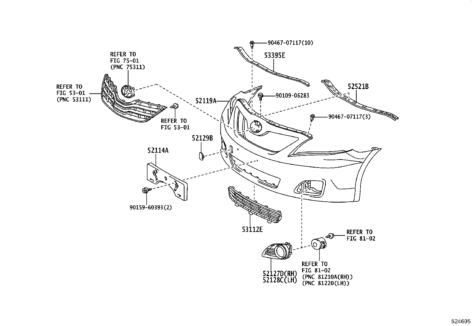 52114-33210 BRACKET, FRONT BUMPER EXTENSION MOUNTING product image