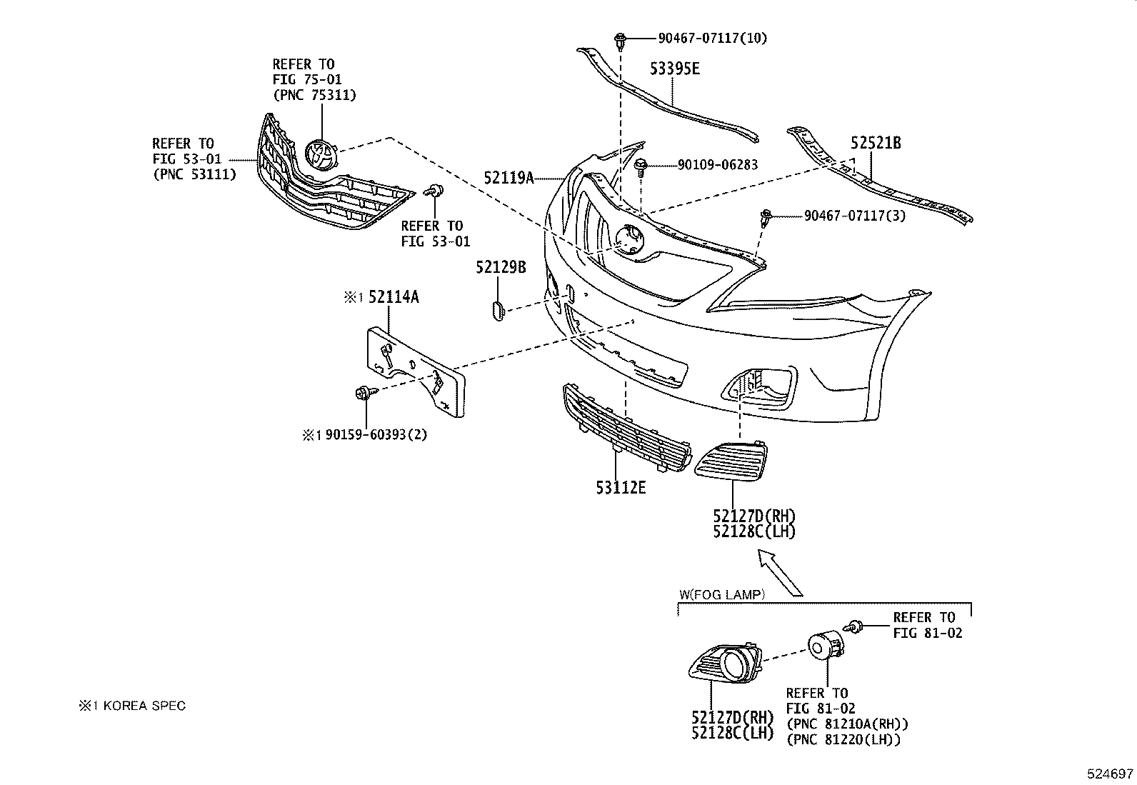 52127-33080 COVER, FRONT BUMPER HOLE, RH product image