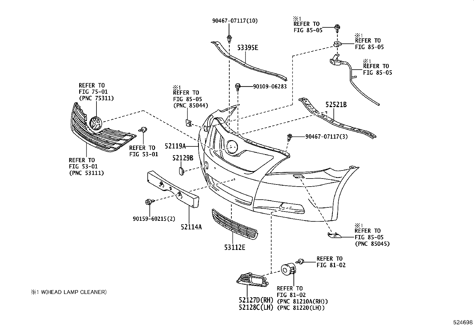 52030-33010 COVER, FRONT BUMPER HOLE, RH product image