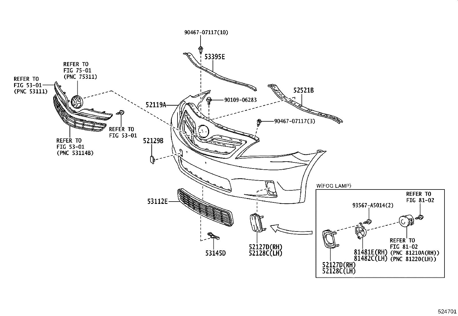 52128-33100 COVER, FRONT BUMPER HOLE, LH product image