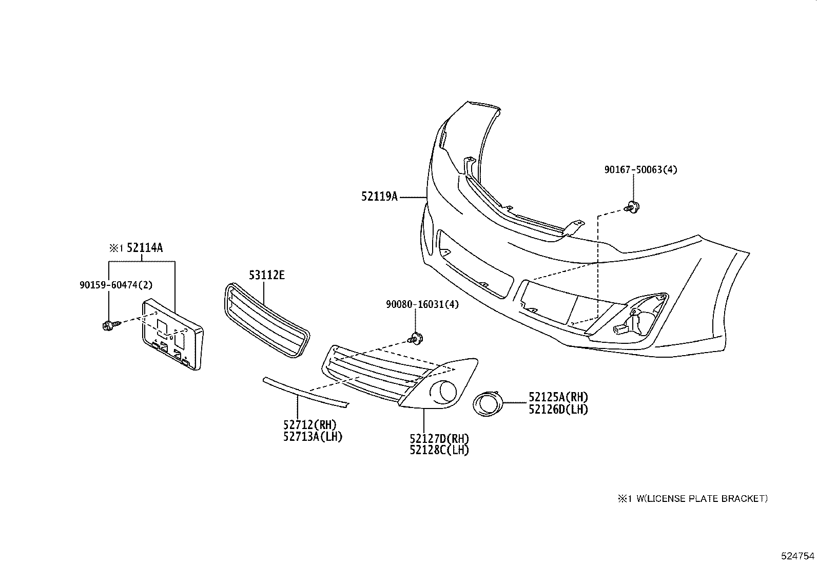 52127-06260 COVER, FRONT BUMPER HOLE, RH product image
