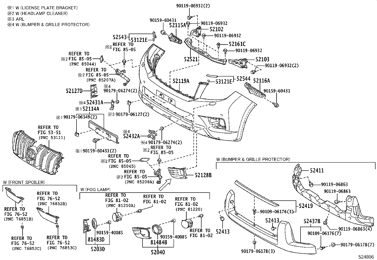 52411-60150 GUARD, FRONT BUMPER product image