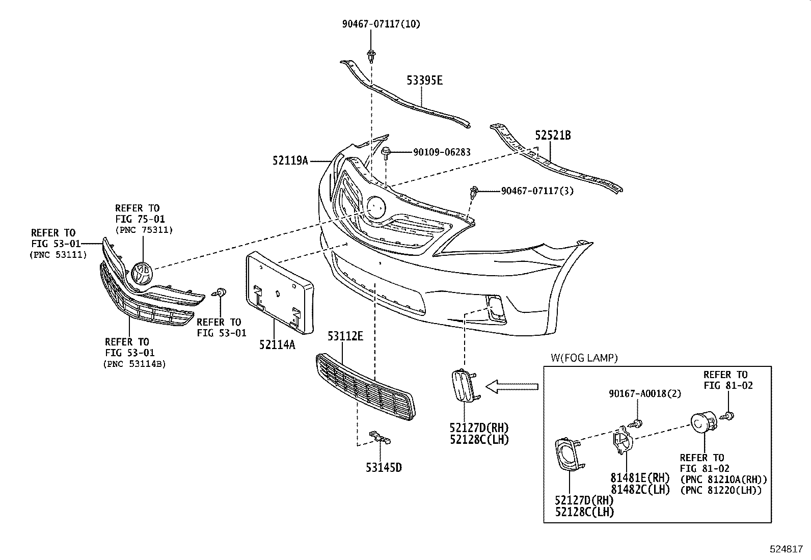 52128-06160 COVER, FRONT BUMPER HOLE, LH product image