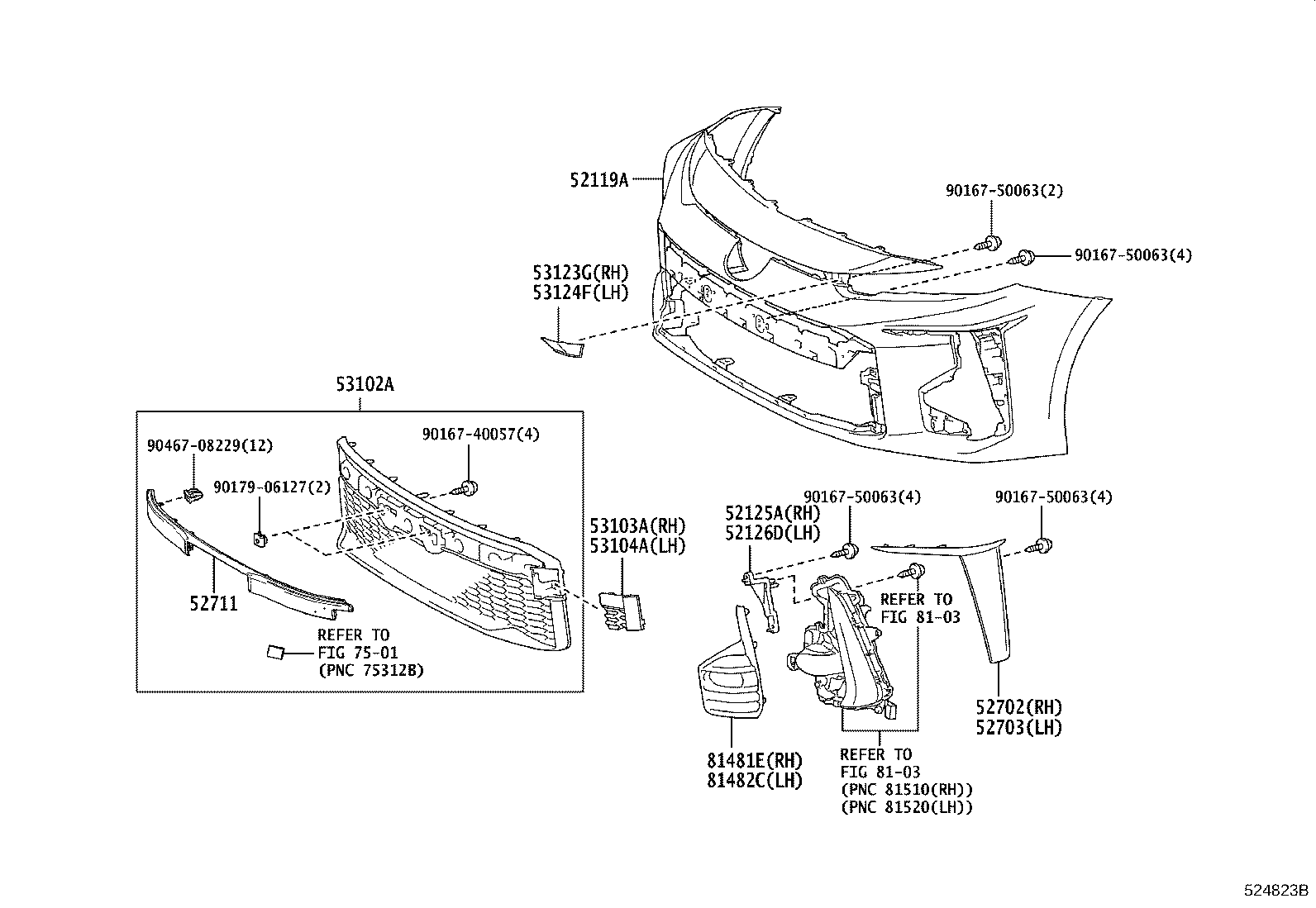 52128-47080-G0 COVER, FRONT BUMPER HOLE, LH product image