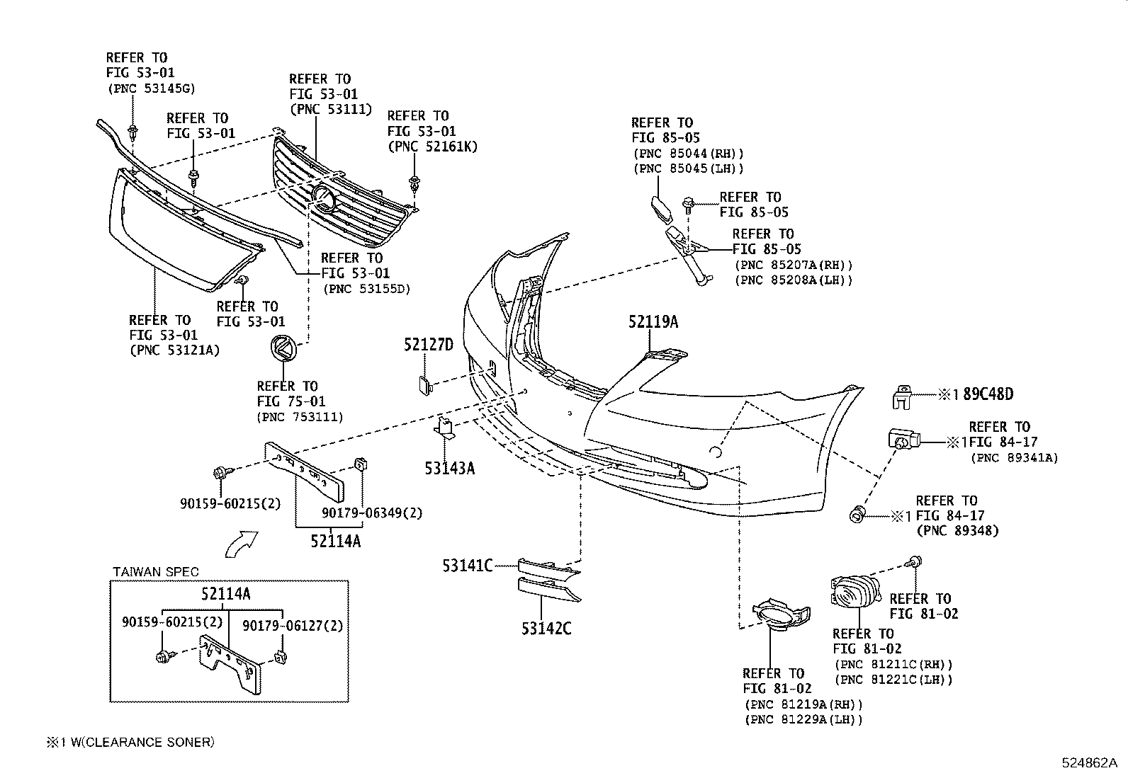 52128-33908 COVER, FRONT BUMPER HOLE, RH product image
