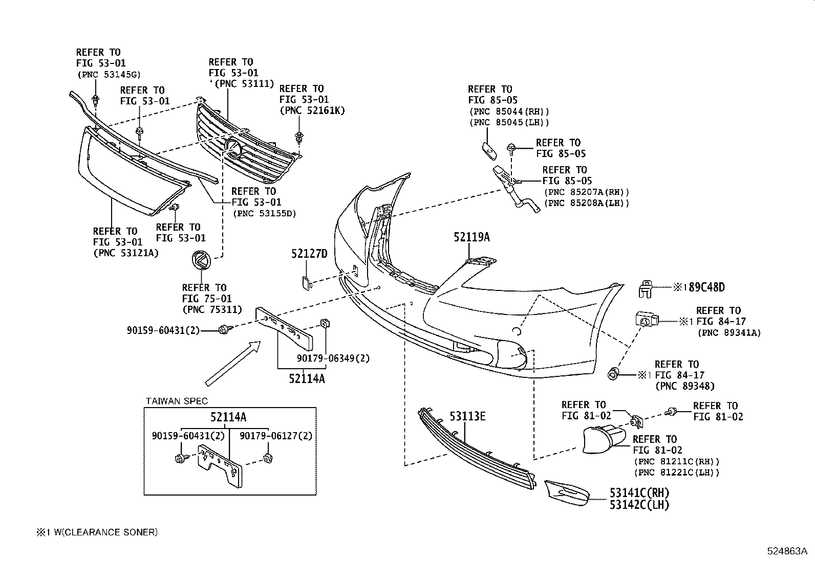 52128-33908 COVER, FRONT BUMPER HOLE, RH product image