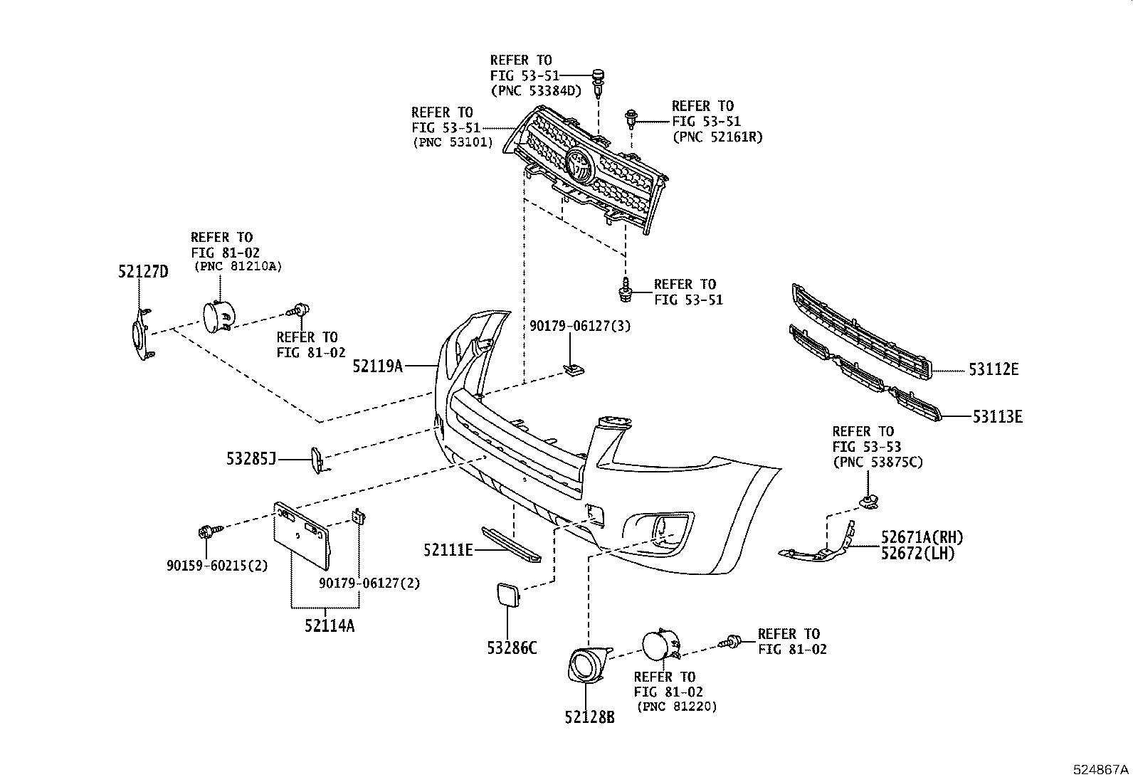 52128-0R060 COVER, FRONT BUMPER HOLE, LH product image