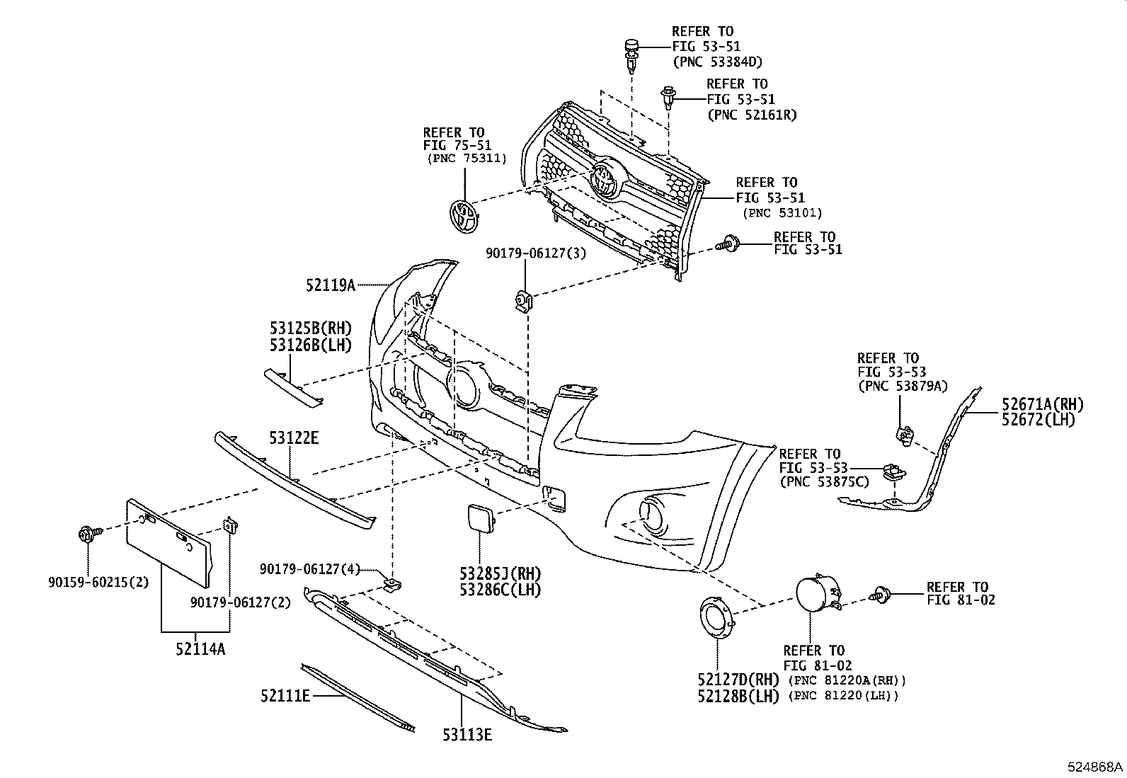 52128-0R060 COVER, FRONT BUMPER HOLE, LH product image