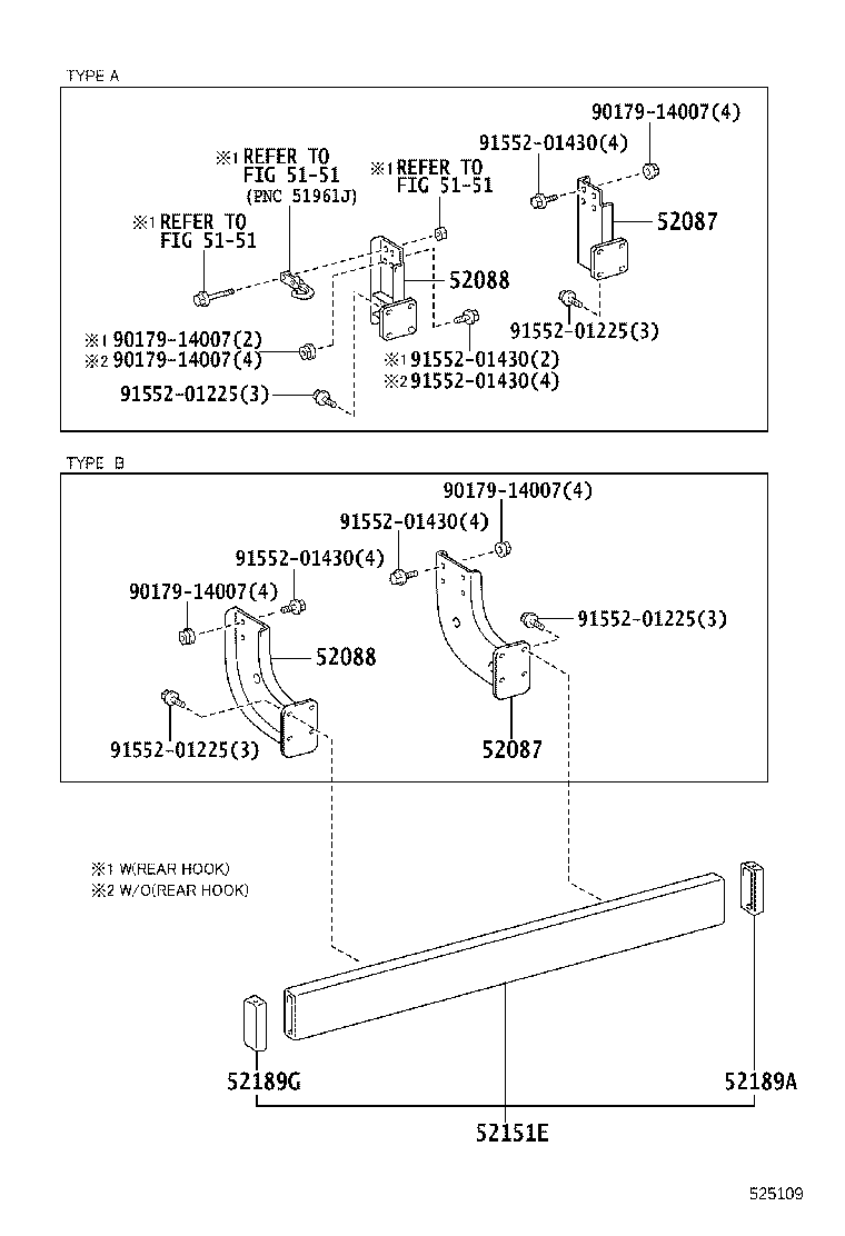 52151-37420 STAY SUB-ASSY, REAR BUMPER SIDE, RH product image