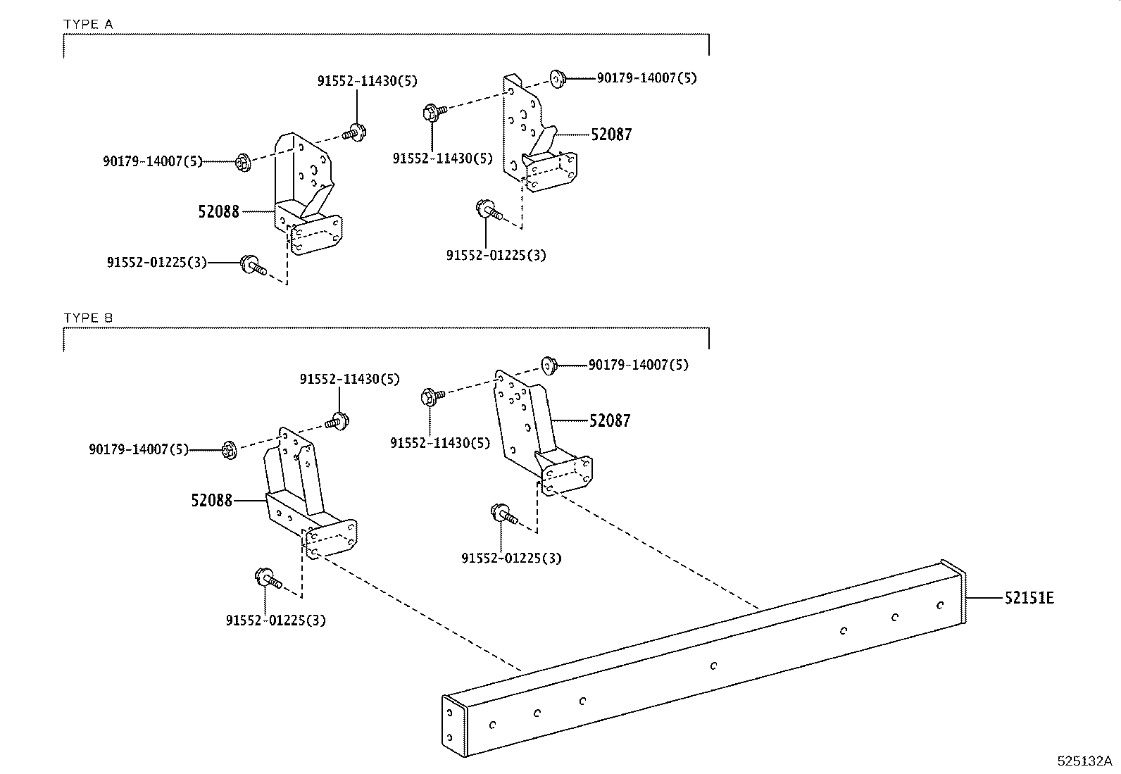 52151-37430 STAY SUB-ASSY, REAR BUMPER SIDE, RH product image