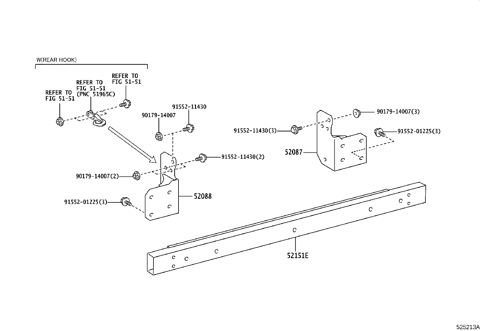 52151-25050 STAY SUB-ASSY, REAR BUMPER SIDE, RH product image