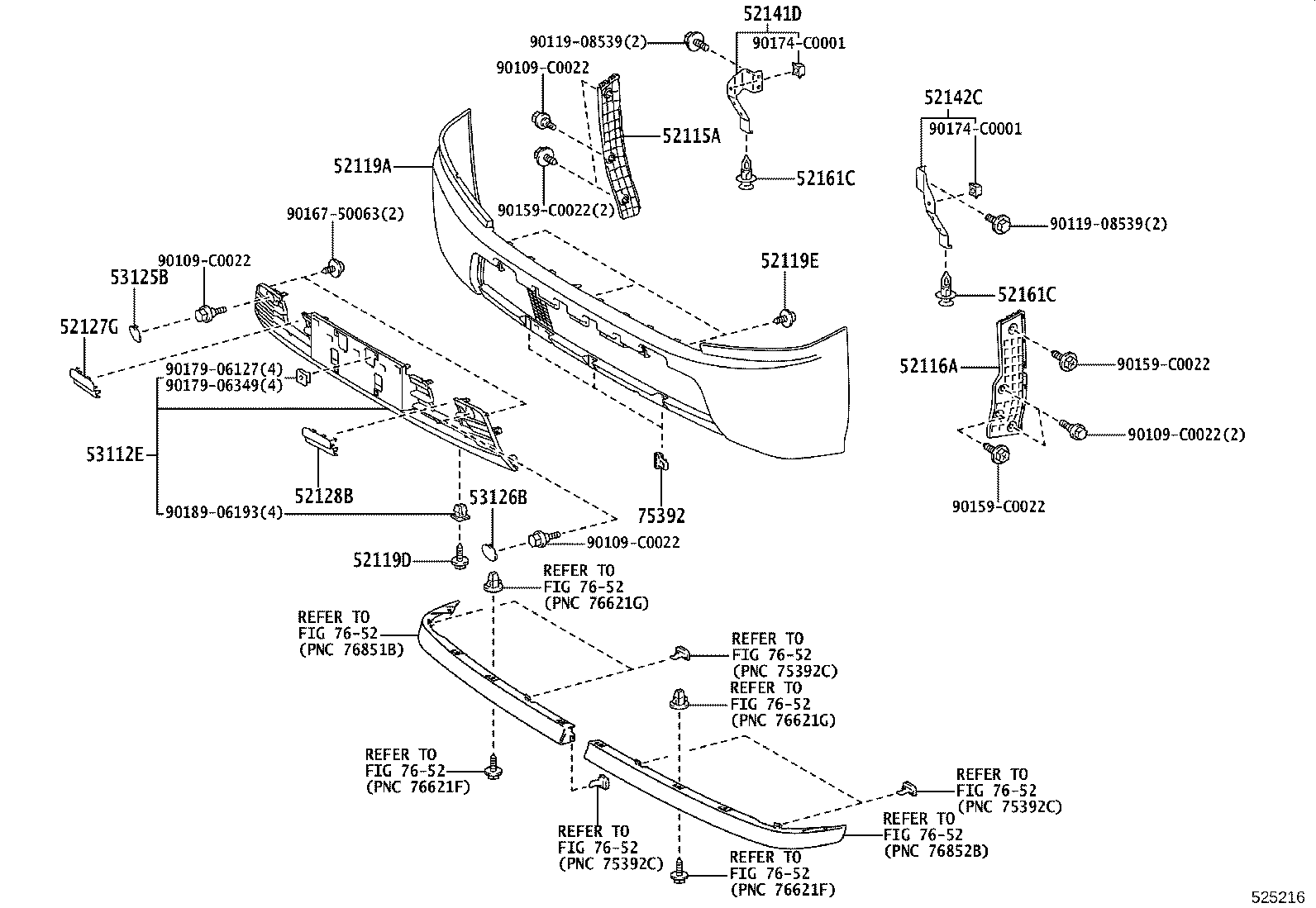 52142-0S010 STAY, FRONT BUMPER, LH product image