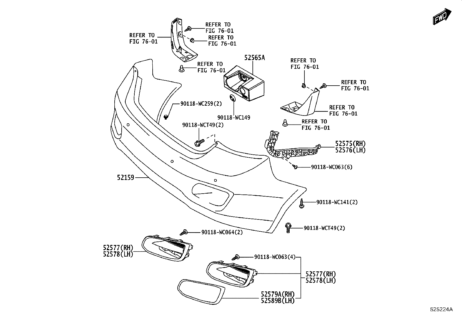 52575-WC003 RETAINER, REAR BUMPER SIDE, RH product image