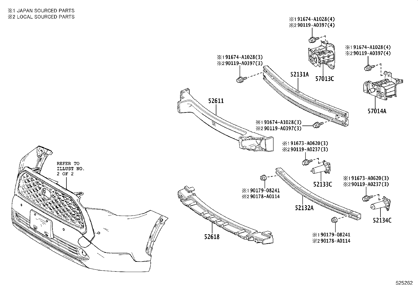 52133-0A010 REINFORCEMENT, FRONT BUMPER BAR, RH product image