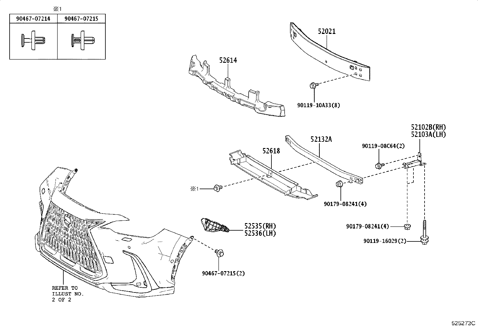 Toyota 52535-78020 RETAINER, FRONT BUMPER SIDE, RH
