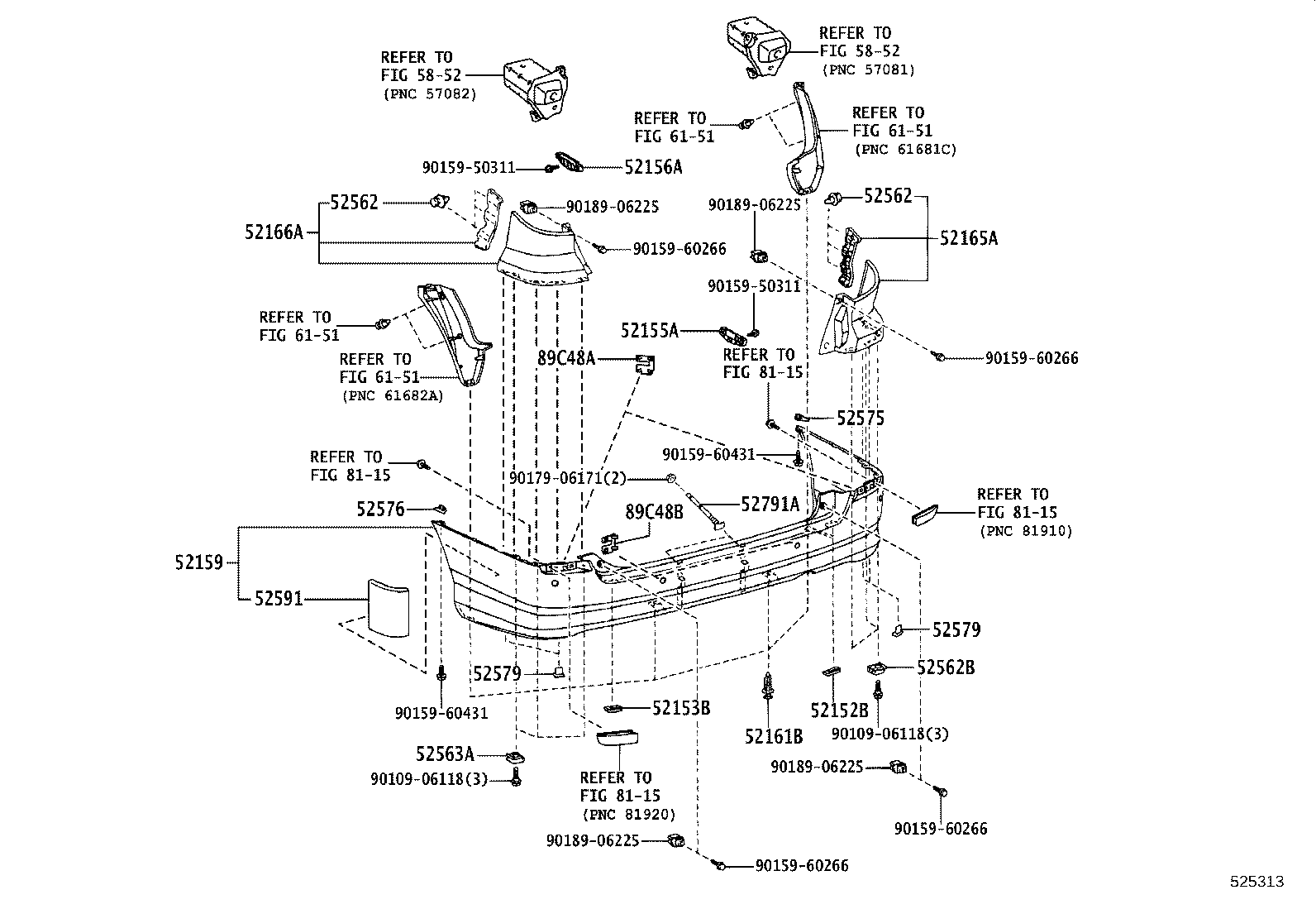 52166-58010-K0 COVER, REAR BUMPER, UPR LH product image