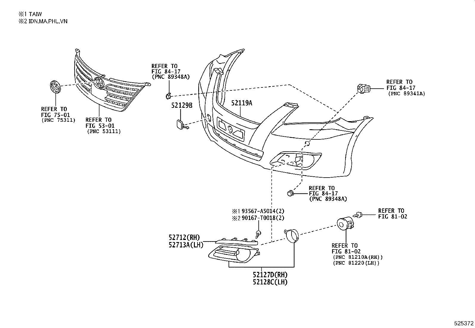 52030-06100 COVER, FRONT BUMPER HOLE, RH product image