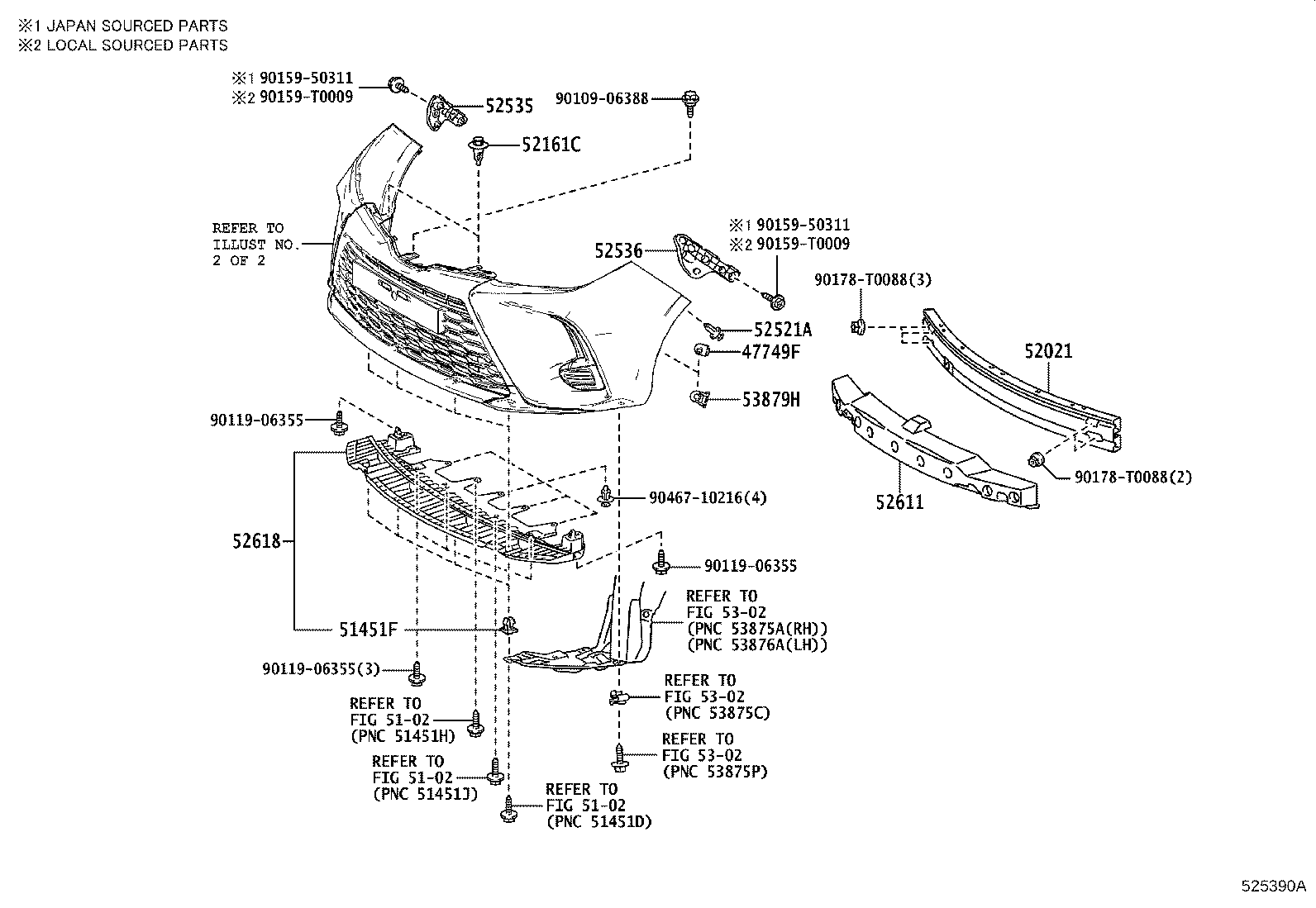 52021-0D200 REINFORCEMENT SUB-ASSY, FRONT BUMPER product image
