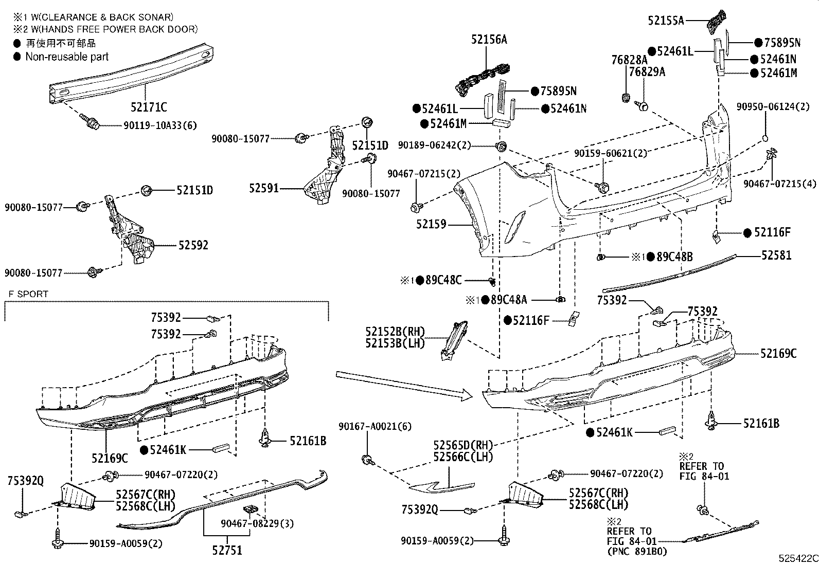 Toyota 52568-F6010 RETAINER, REAR BUMPER LOWER SIDE, LH