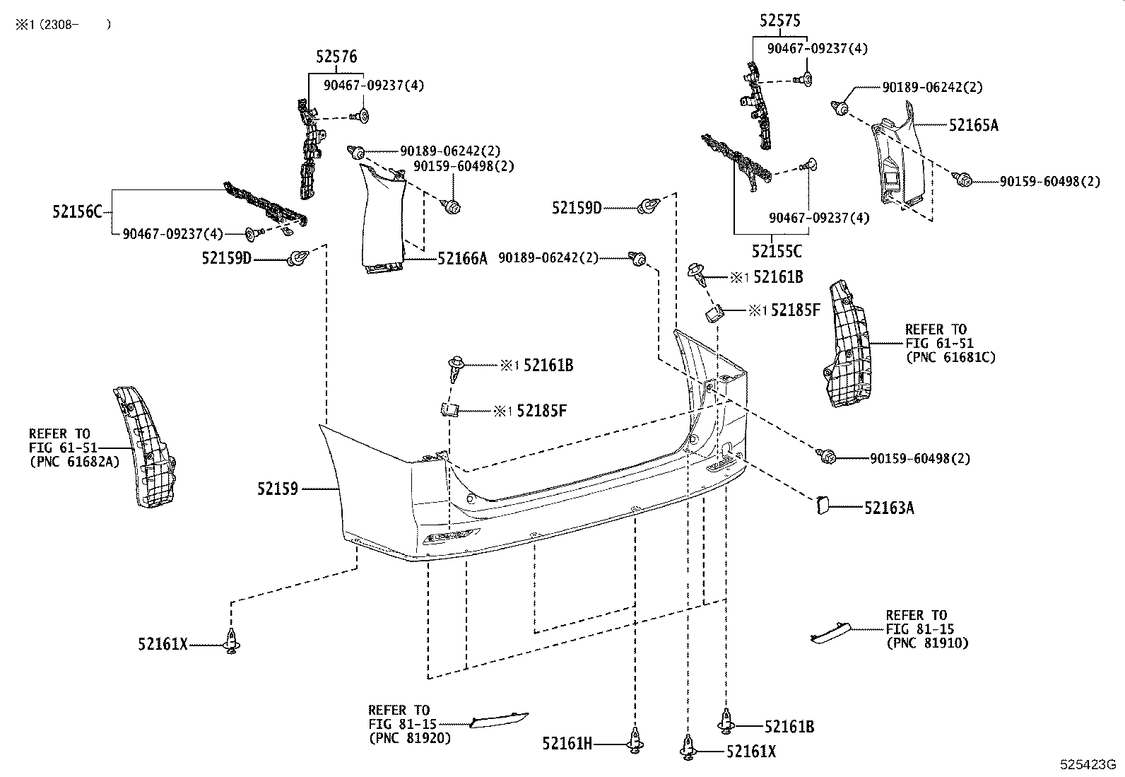 52165-V1901 COVER, REAR BUMPER, UPR RH product image