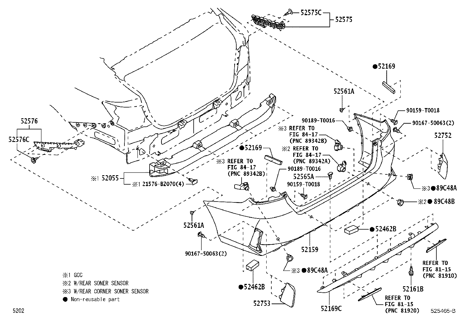 52462-BZ130 PAD, REAR BUMPER product image