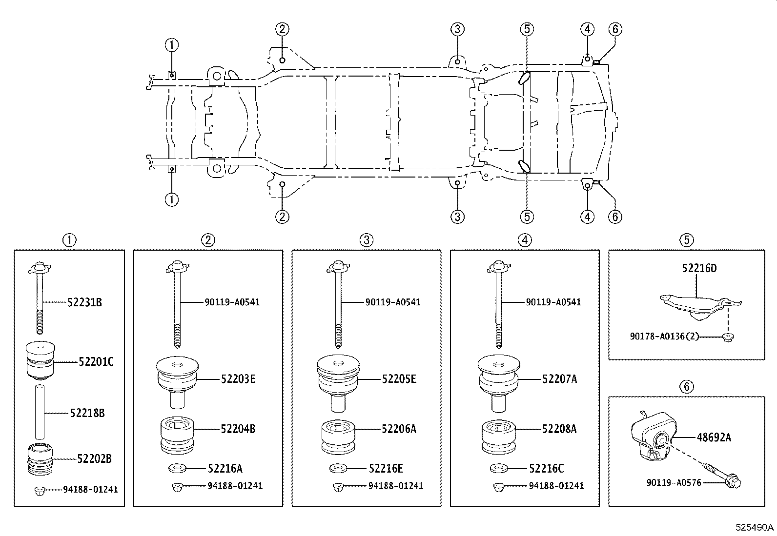 Toyota 52206-0C031 CUSHION SUB-ASSY, CAB MOUNTING, NO.3 LOWER