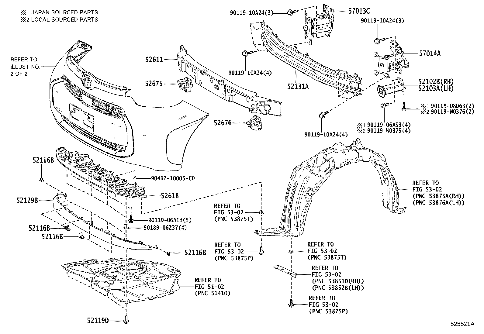 52103-52040 EXTENSION SUB-ASSY, FRONT BUMPER, LH product image