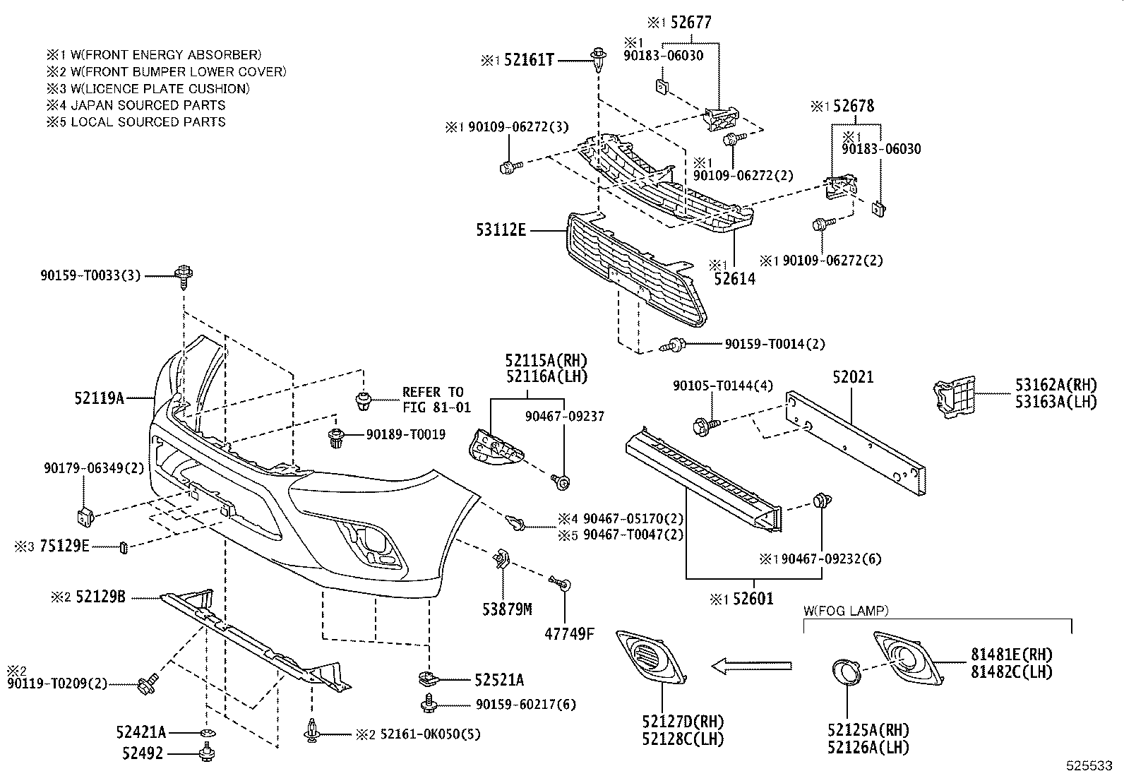 52113-YY020 EXTENSION, FRONT BUMPER, LH product image