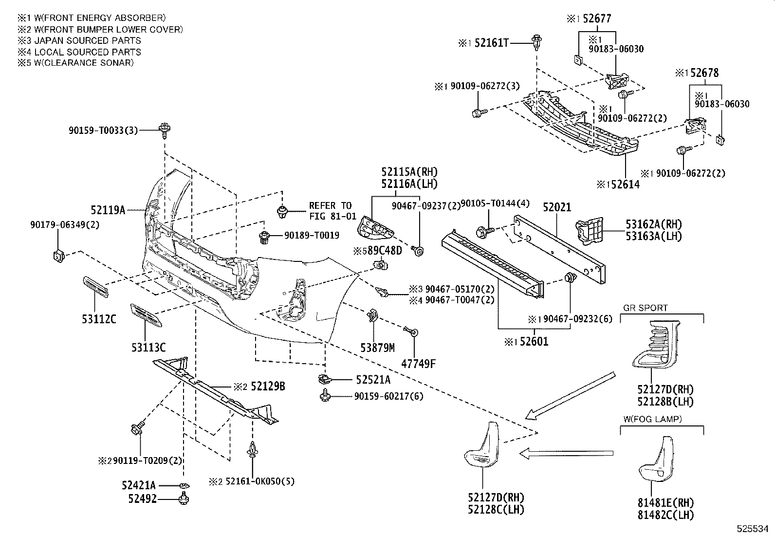 52113-YY020 EXTENSION, FRONT BUMPER, LH product image