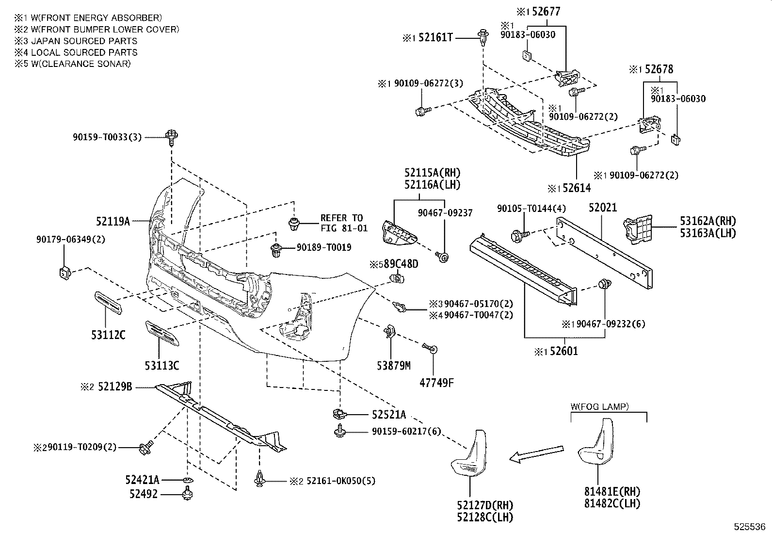 52113-YY020 EXTENSION, FRONT BUMPER, LH product image